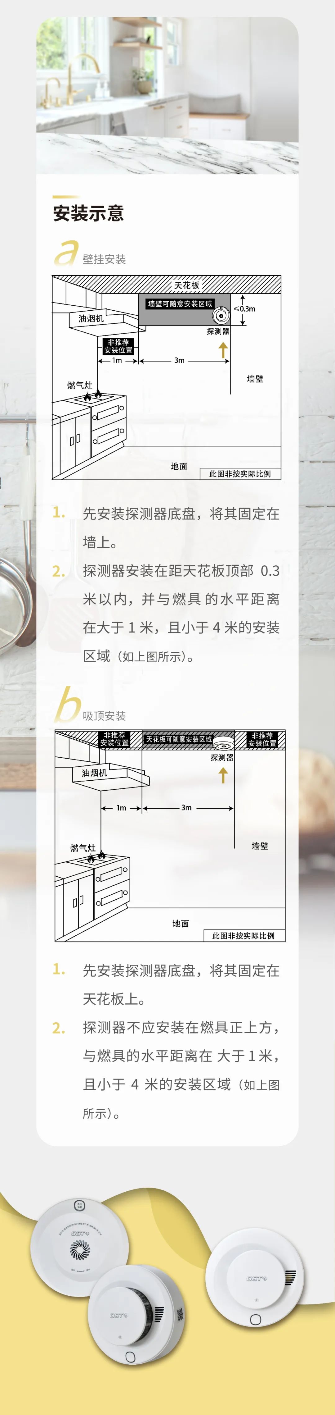 海灣消防GST全新一代NB獨(dú)立式煙感氣感探測器安裝